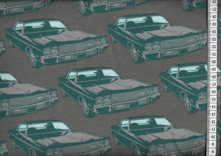 W Winter Sweat Big Retro Car Grau Petrol