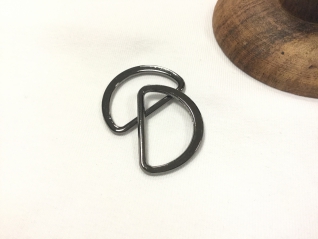 D-Ring Schwarz 2,5cm vorne flach