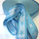 R Gurtband 4cm Hellblau/Sterne Wei