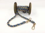Taschenkette Gold mit Kunstlederband Blau