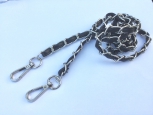 Taschenkette Silber mit Kunstlederband Schwarz