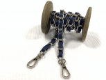 Taschenkette Silber mit Kunstlederband Blau Grob